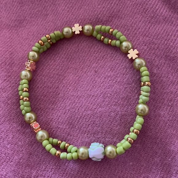 3Stack Handmade Bracelets w New & Upcycled Beads & 10k Gold Lucky 4 Leaf Clovers - Picture 4 of 6